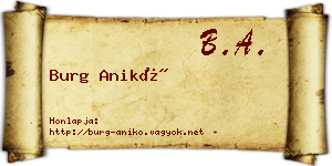 Burg Anikó névjegykártya